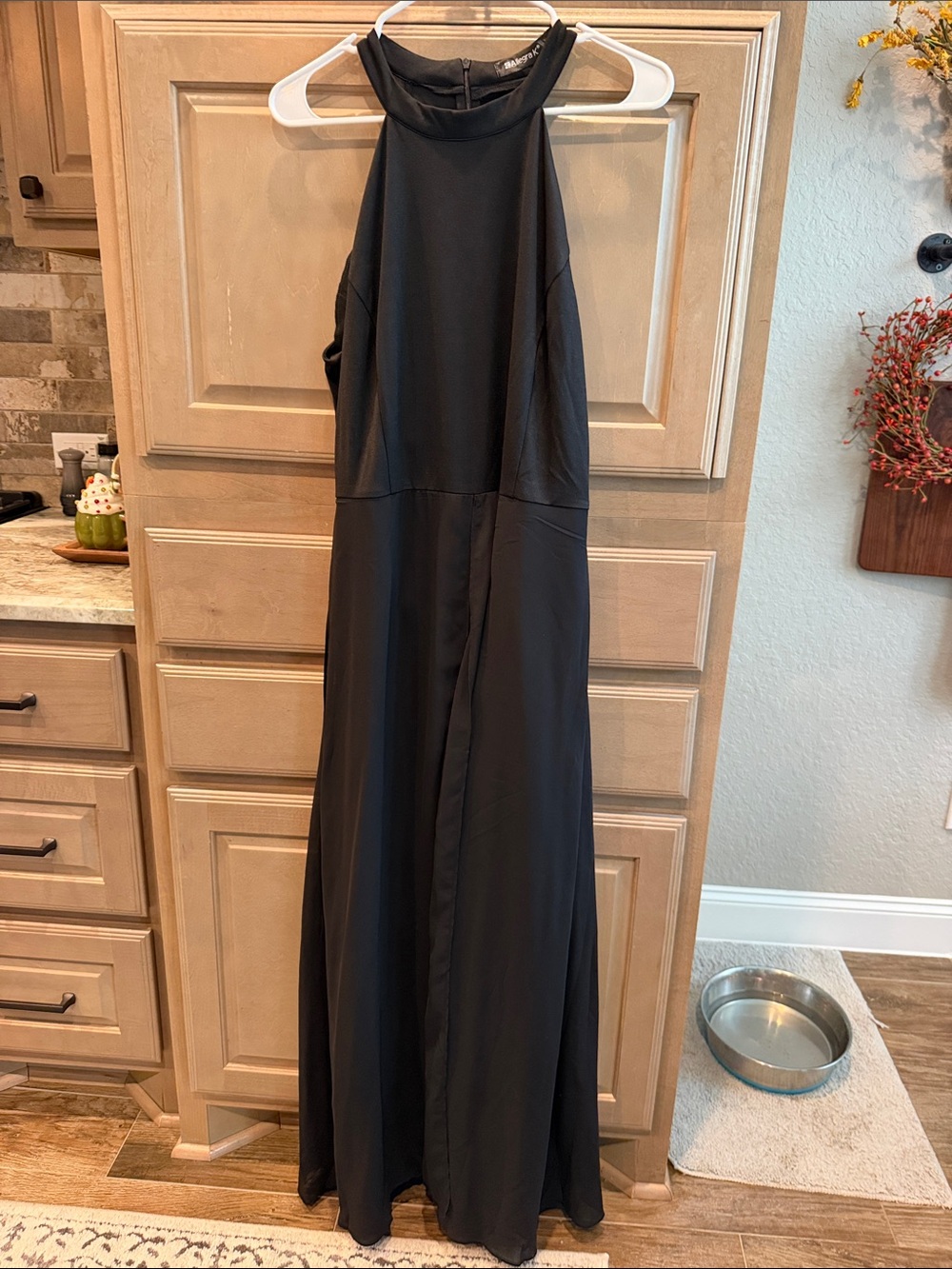 Black Halter evening jumpsuit